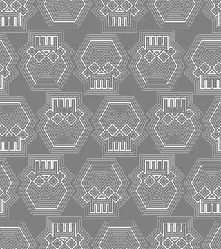 Geometric skull pattern seamless. Abstract skeleton head background. Vector t Illustrazione stock