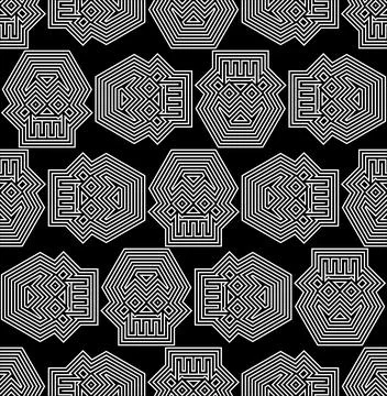 Geometric skull pattern seamless. Abstract skeleton head background. Vector t Stock Illustration