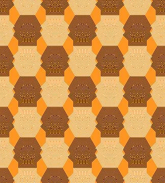 Geometric skull pattern seamless. Abstract skeleton head background. Vector t Stock Illustration