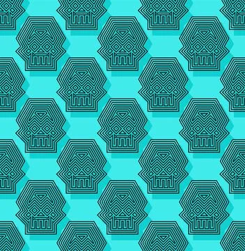 Geometric skull pattern seamless. Abstract skeleton head background. Vector t Stock Illustration