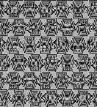 Geometric skull pattern seamless. Abstract skeleton head background. Vector t Stock Illustration