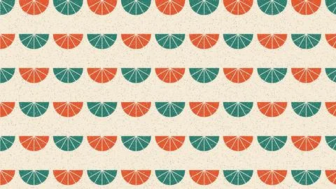 Geometric sliced citrus pattern with red green stripes on neutral background Stock Illustration