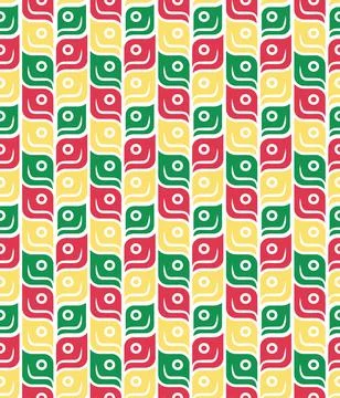 Geometric smiling characters in a seamless repeating pattern. Vector image. Stock Illustration