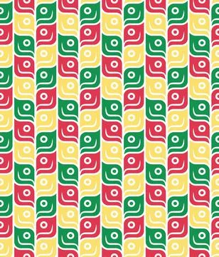 Geometric smiling characters in a seamless repeating pattern. Vector image. Stock Illustration