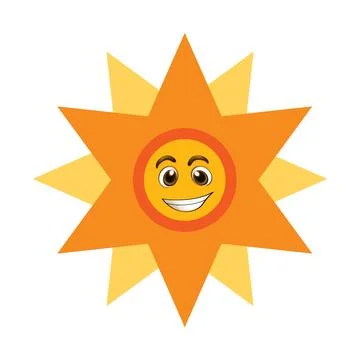 Geometric Smiling Sun Icon Stock Illustration