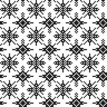 Geometric snowflake knitting pattern design in black and white for fashion .. Stock Illustration