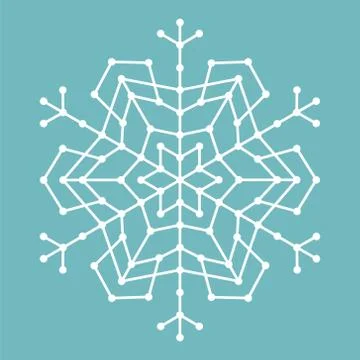 Geometric snowflake with lines and circles Stock Illustration