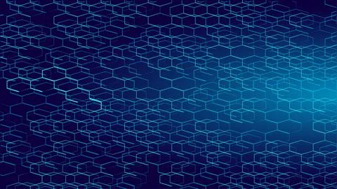 Geometric space hexagonal dark blue abstract background. Sea depth night sky Stock Illustration