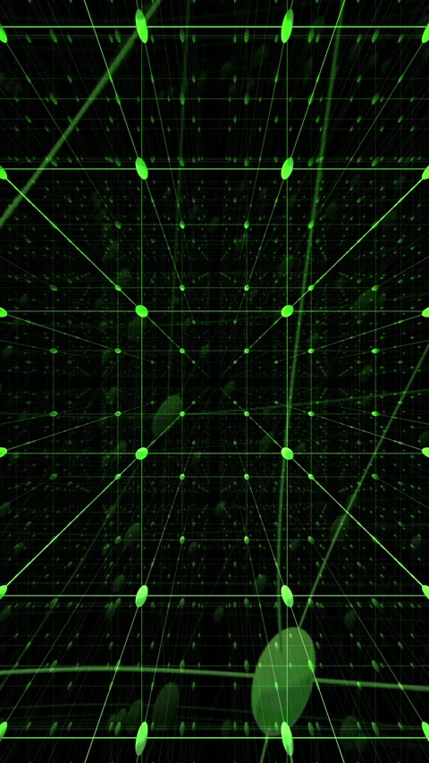 Geometric Space Wireframe Network Circuit Loop Vertical Video Background Stock Footage 301383603