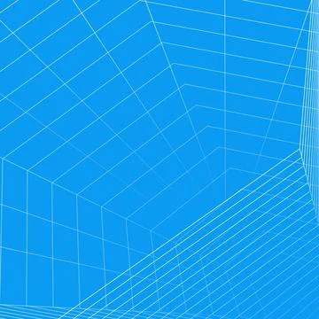 Geometric spatial grid cyber angle digital black and white wireframe background Stock Illustration