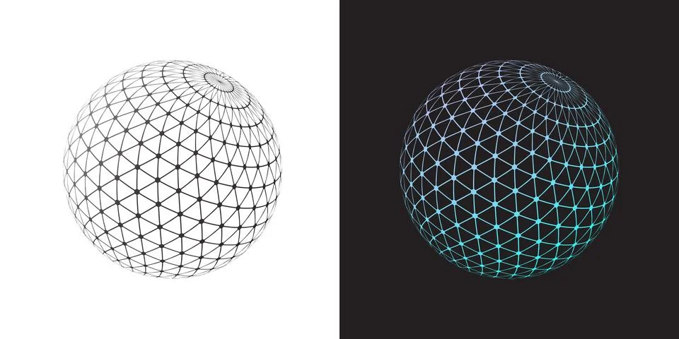 Geometric Sphere Wireframe Design Stock Illustration