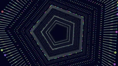 Geometric spiral with colorful hexagonal pattern Vídeos de archivo 300745755