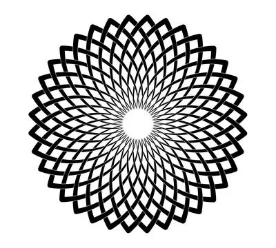 Geometric Spiral Mandala Pattern, celtic design, Black and White Circular Stock Illustration