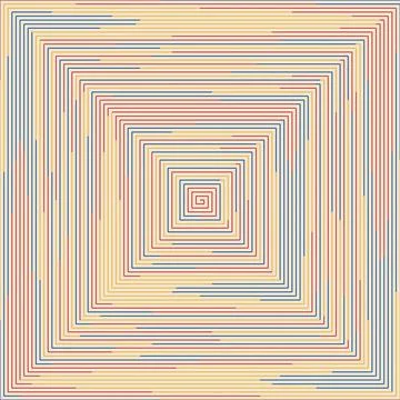 Geometric spiral maze pattern with concentric lines on yellow background Stock Illustration