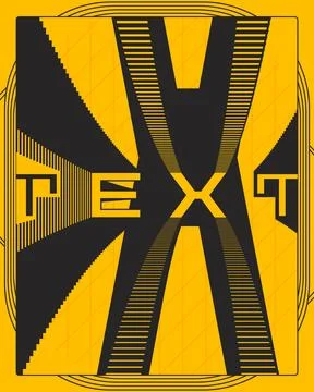 Geometric Spiral Optical Illusion Type Poster Yellow Black Abstract Art Design Stock Illustration