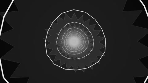 Geometric spiral pattern in black and white with lines and shapes Stock Footage 337301615