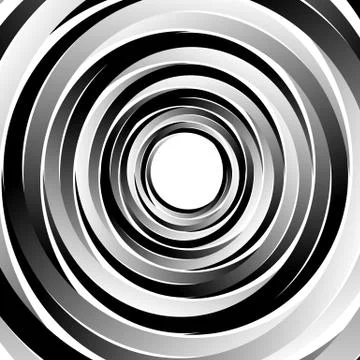 Geometric spiral pattern with concentric circles, rings. Abstract monochrome  Stock Illustration