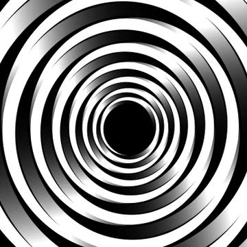 Geometric spiral pattern with concentric circles, rings. Abstract monochrome  Stock Illustration