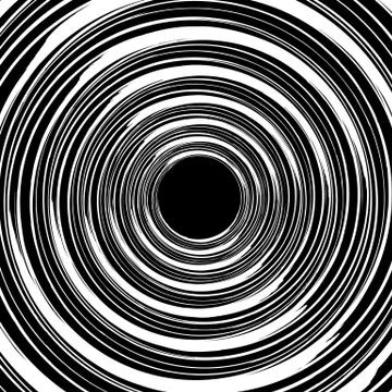 Geometric spiral pattern with concentric circles, rings. Abstract monochrome  Stock Illustration