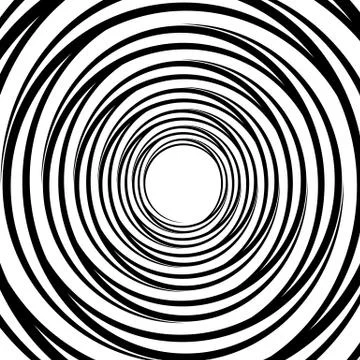 Geometric spiral pattern with concentric circles, rings. Abstract monochrome  Stock Illustration