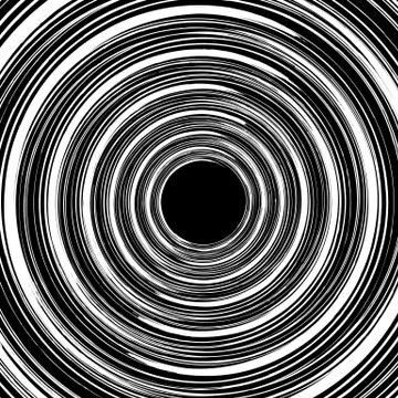 Geometric spiral pattern with concentric circles, rings. Abstract monochrome  Stock Illustration