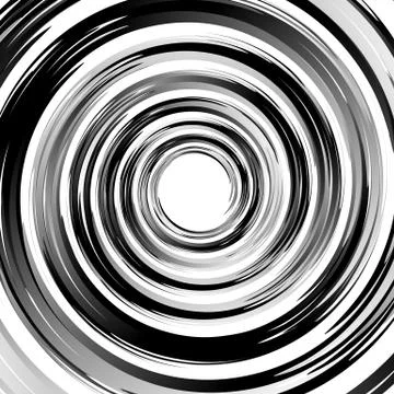 Geometric spiral pattern with concentric circles, rings. Abstract monochrome  Stock Illustration