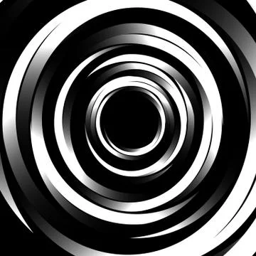 Geometric spiral pattern with concentric circles, rings. Abstract monochrome  Stock Illustration