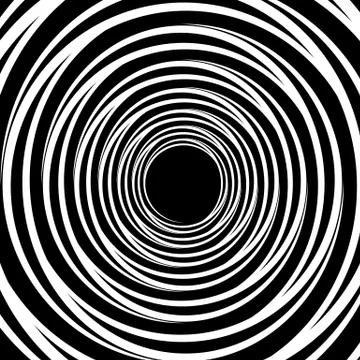 Geometric spiral pattern with concentric circles, rings. Abstract monochrome  Stock Illustration