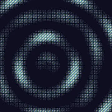 Geometric spiral pattern with concentric circles and diagonal lines on dark.. Stock Illustration