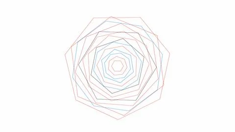 Geometric spiral pattern with concentric polygons in black and white Stock Illustration