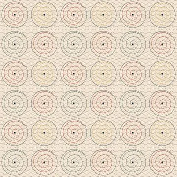 Geometric spiral patterns with concentric circles on textured background fo.. Stock Illustration