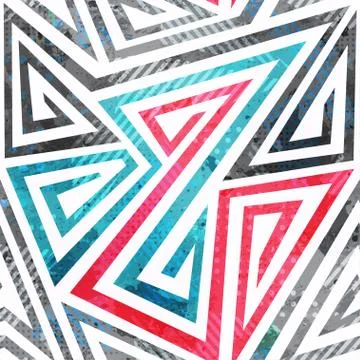 Geometric spiral seamless pattern with grunge effect Illustrazione stock