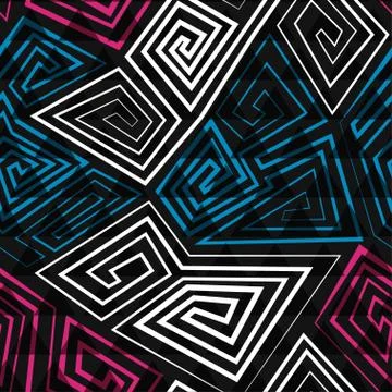 Geometric spiral. Seamless pattern. Stock Illustration