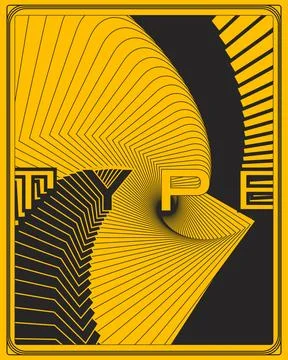Geometric Spiral Typography High Contrast Art Poster Stock Illustration