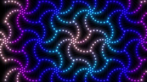 Geometric spirals, glowing lights loop. Hypnotic hexagon pattern. Stock Footage 344490207