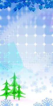 Geometric square abstract background with christmas tree hearts and snowfla.. Stock Illustration