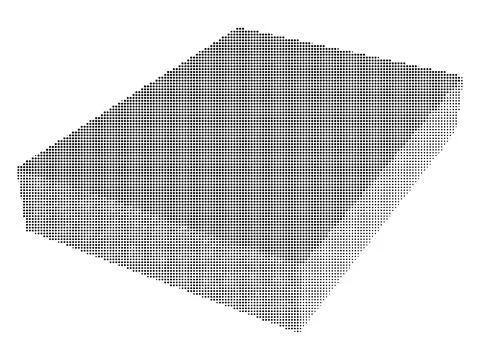 Geometric square box shape with 3d perspective view created from halftone d.. Ilustración de archivo