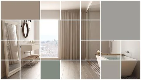 Geometric square mosaic graphic effect with copy space for text, contemporary Stock Illustration