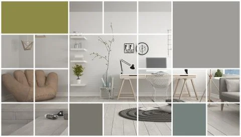 Geometric square mosaic graphic effect with copy space for text, scandinavian Stock Illustration