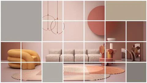 Geometric square mosaic graphic effect with copy space for text, presentation Stock Illustration