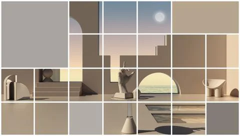Geometric square mosaic graphic effect with copy space for text, presentation Stock Photos