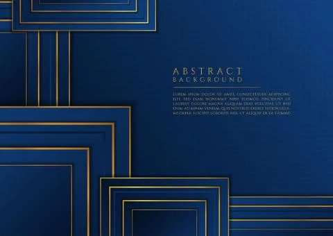 Geometric square overlap shape design dark blue and gold color style luxury p Stock Illustration
