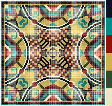 Geometric square pattern for cross stitch ukrainian traditional Illustrazione stock