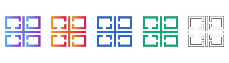 Geometric Square Pattern Icons Set Illustrazione stock