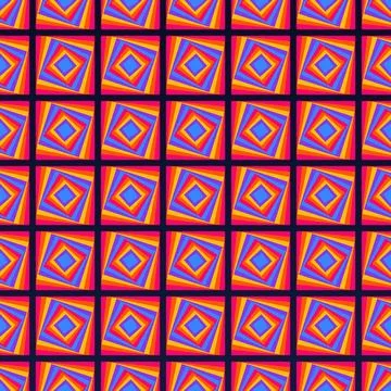 Geometric Square Pattern with Vibrant Optical Illusion Tunnel Effect in Col.. Stock Illustration