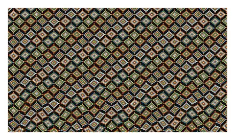 Geometric square pattern in vibrant orange teal and white on dark black bac.. Stock Illustration