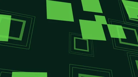 Geometric squares and rectangles in black and green grid pattern create a modern 스톡 동영상 270407156
