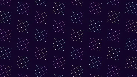 Geometric squares pattern with colorful dots in purple, blue, and green 動画素材 249429399