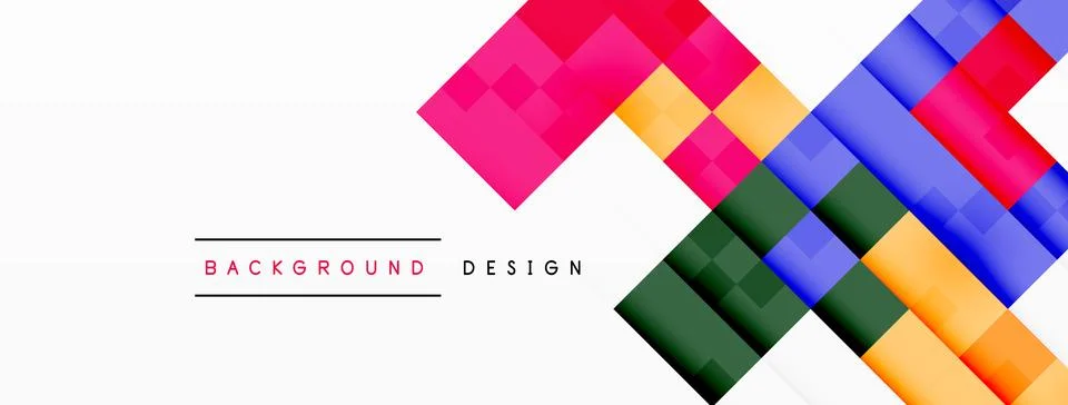 Geometric squares pattern in violet and magenta shades on white background Stock Illustration