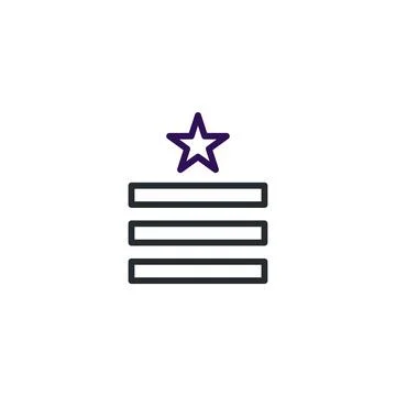Geometric stack emblem with star above the bars evokes order prestige autho.. Ilustração Stock